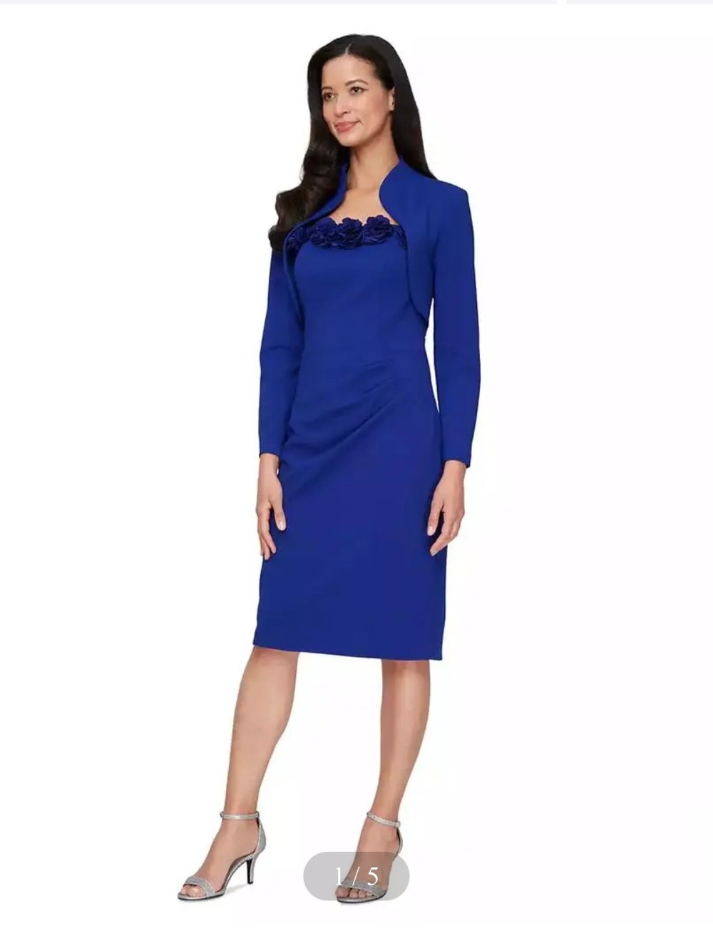 Alex Evenings Cobalt Blue Midi Dress with Bolero
